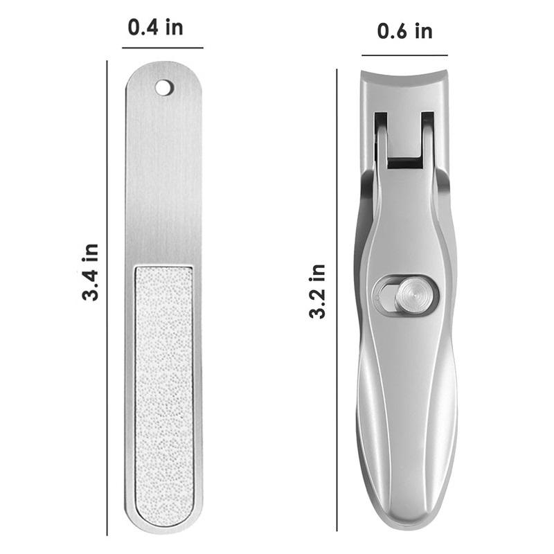 Stainless Steel Nail Clippers Wide Jaw Opening Sharp Blade with Nail File
