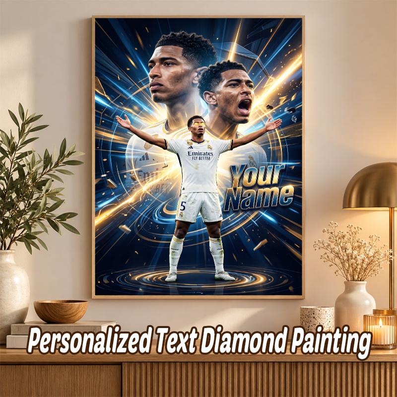 Jude Bellingham Custom Name Text 5D Diamond Painting Kit DIY Full Drill Diamond Art Decoration