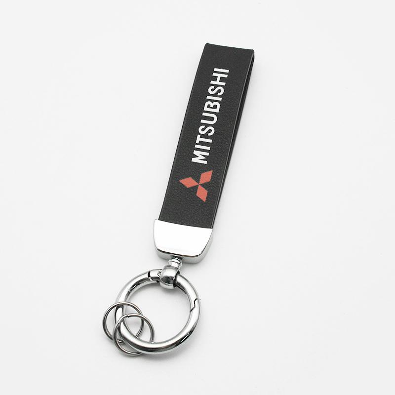 1Pc 3D Metal/Leather Car Logo Keychain For Mitsubishi Lancer Outlander Pajero ASX EX L200 Colt Auto Key Chain Key Ring Accessory