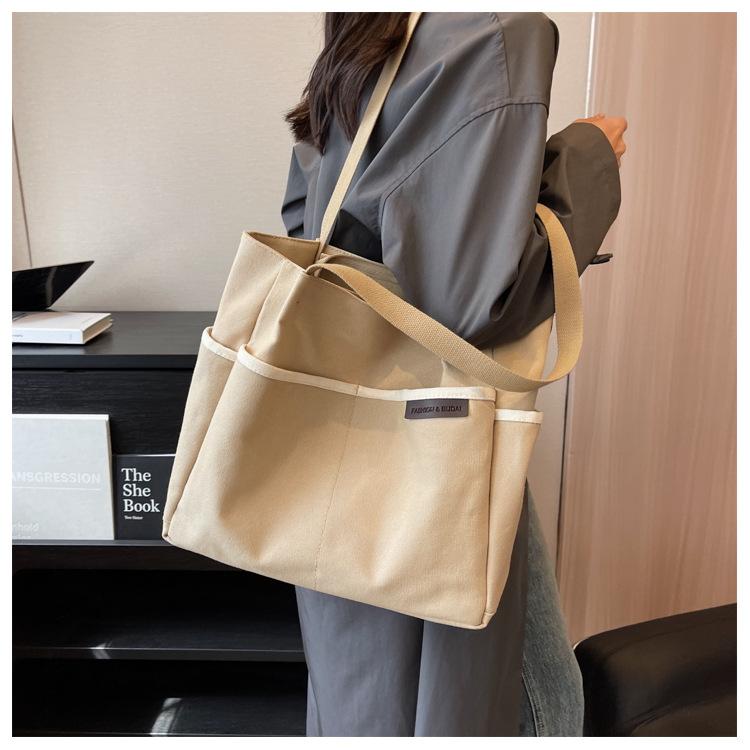 Большая вместительная холщовая сумка-тоут, женская сумка, студенческая сумка через плечо для студентов колледжа