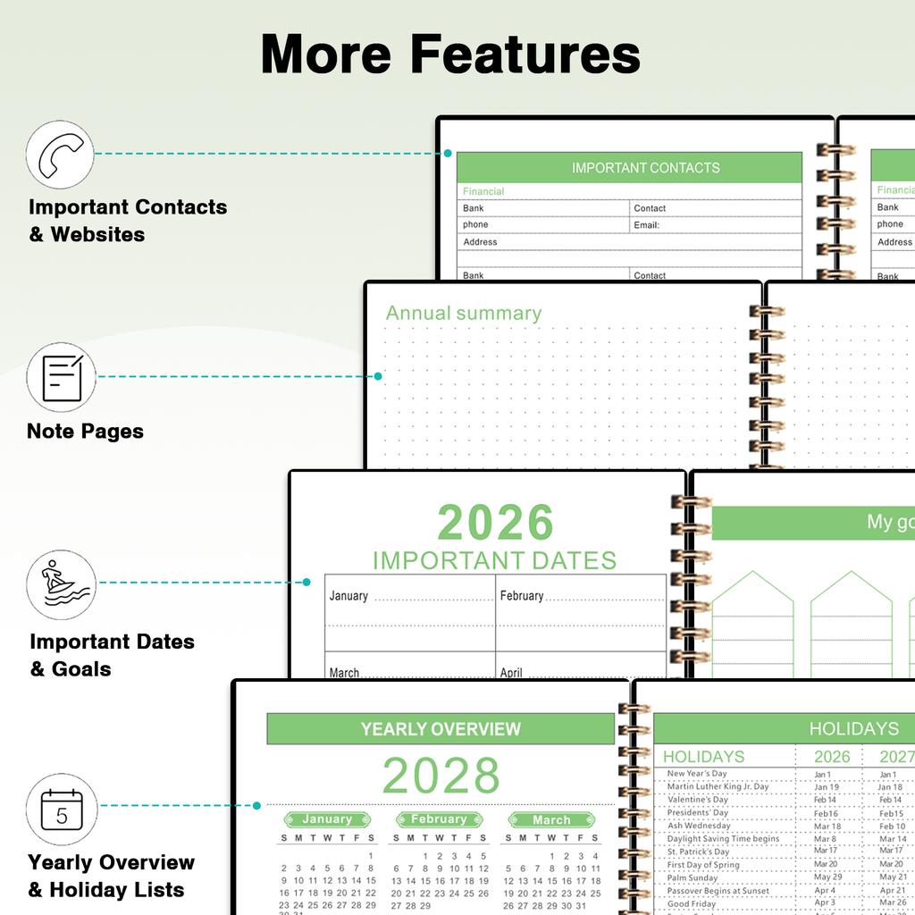 Планировщик месячного календаря на 2026-2028 годы, Органайзер месячного расписания на 3 года