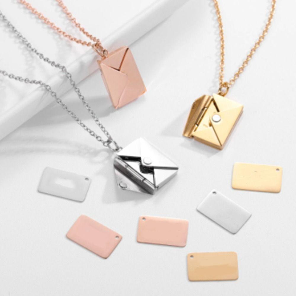 Heart Envelope Necklace Openable Lovers Choker Necklace Simple Pendant Sweater Chain Girls
