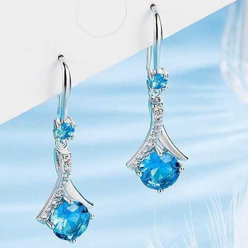 Sace Gems Серьги-капли с медным синим цирконием для женщин, шикарные и элегантные подарки на свадьбу