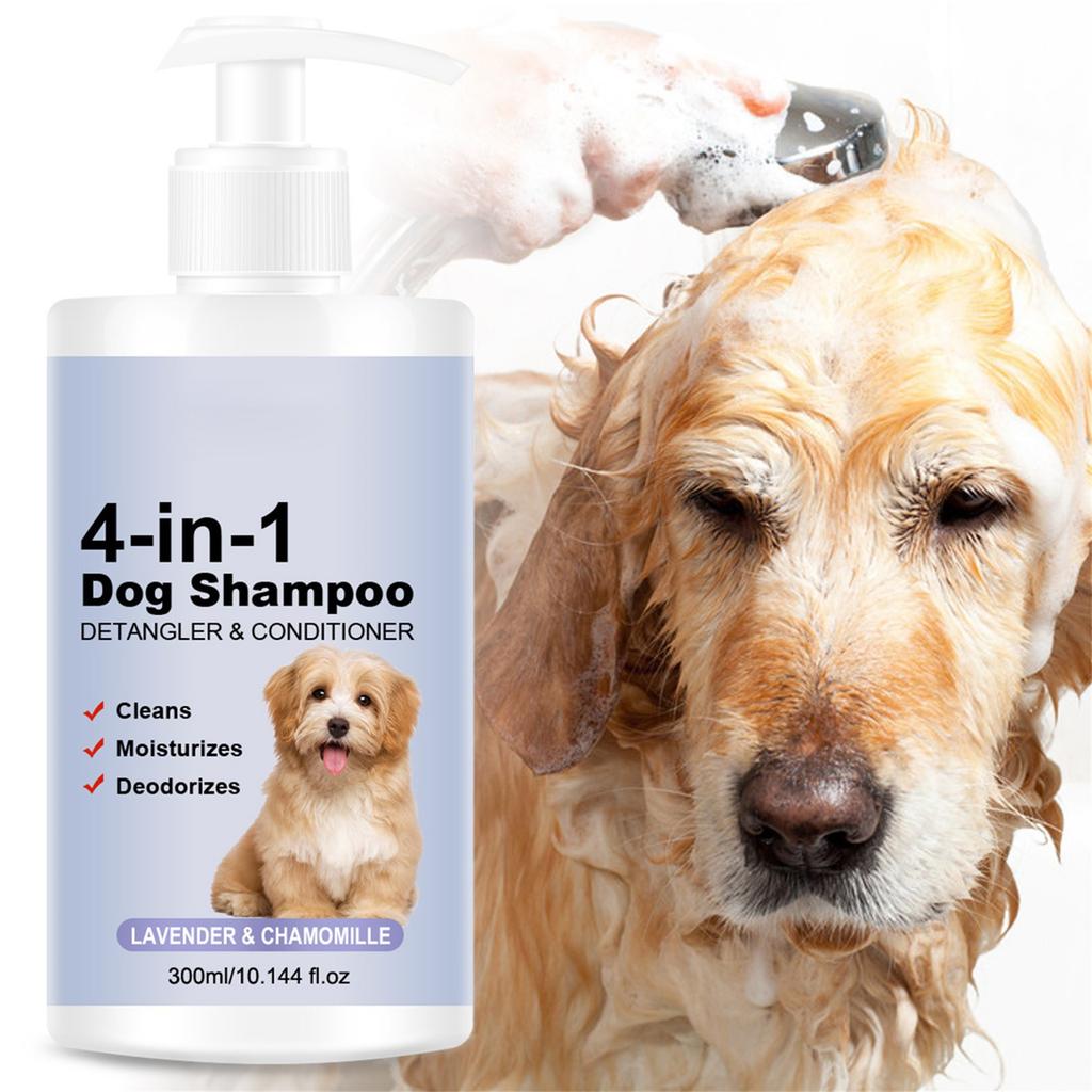 4-in-1 Calming Dog Shampoo - Cleanses Moisturizes With Lavender Chamomile - Pet-Friendly Formula 300ml