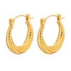 Premium 18K Stainless Steel Earrings Gold Simple Versatile Earrings Light Luxury Trend Retro Earrings