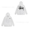 Unisex Hooded Zip-Up Fleece-Lined Sweatshirt With Letter Print Loose Fit Cotton Long Sleeve Men Women