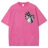 Fit Washed Tees Сердце Футбол Регби Принт Женская Мужская Футболка Хлопок Оверсайз Забавные Графические Футболки для Мужчин Летние Топы