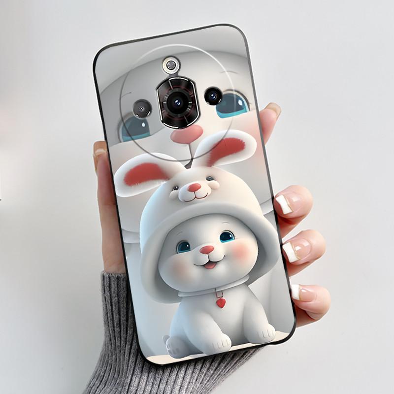 For ZTE Nubia Focus Pro 5G Case Z2351N Luxury Cute Heart Rabbit Soft TPU Silicon Matte Black Phone Casing Shockproof Back Cover
