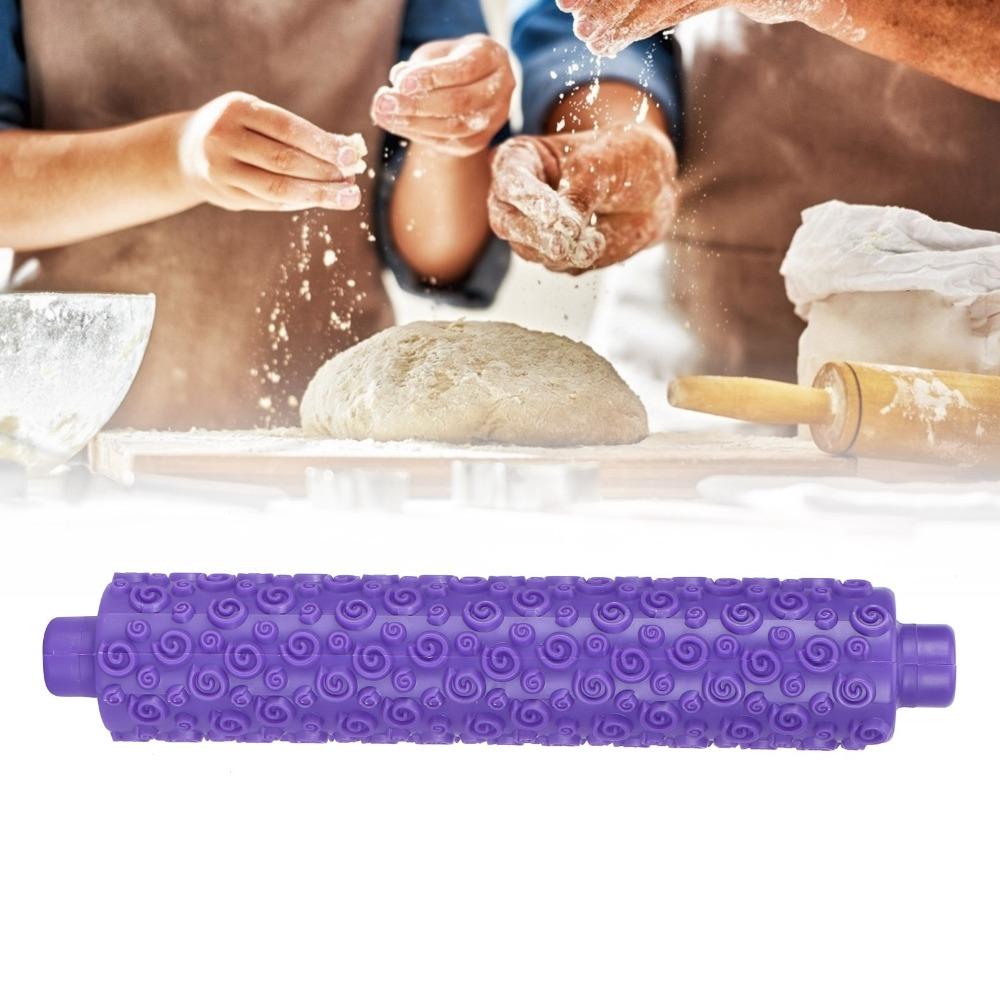 Purple Embossing Roller Short Handle Pastry Cake Decorating Tool Baking Supplies