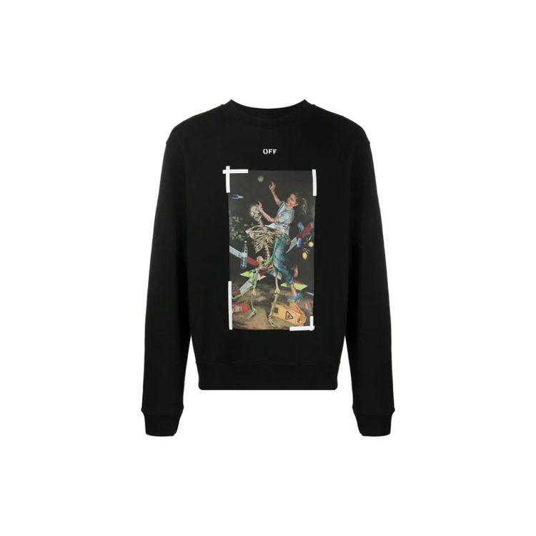 OFF WHITE FW20 Свитшоты Мужские Черный Круглый Вырез Умеренный Обычный OMBA025F20FLE0121001