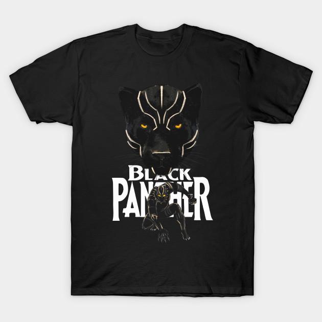 Asian Size Men Black Print T-shirt Black Panther Ver 2 No-Cut Heat Transfer Print Cotton Tshirt