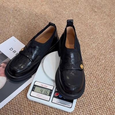 Версия из овчины~ женские туфли в стиле ретро, на толстой подошве, на среднем каблуке, маленькие кожаные туфли с одним ремешком, трикотажные комбинированные одинарные туфли