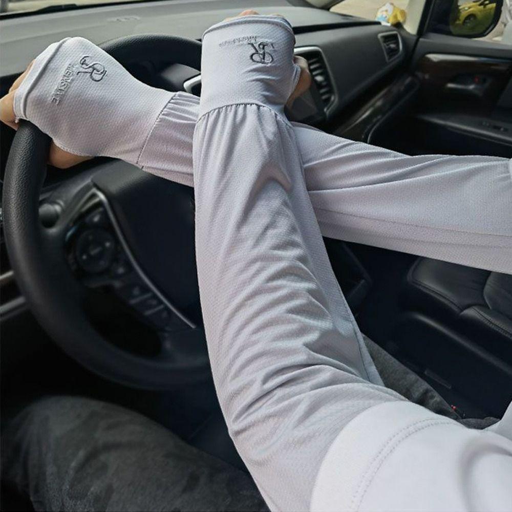 Ice Silk Anti UV Arm Covers Sunscreen Driving Gloves Thin Arm Protector  Female