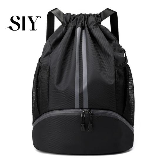 Sports Backpack Drawstring Gym Bag Soccer Basketball Organizer with Separate Shoe Compartment Large Capacity Waterproof Design