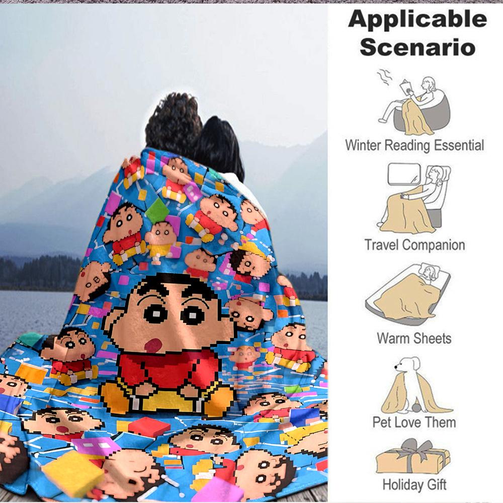 1pc Crayon Shin chan Blanket Lightweight Flannel Blanket Throw Blanket For Sofa, Bed, Travel, Camping, Livingroom, Office, Couch