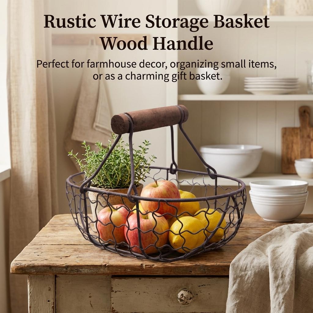 Japanese Style Iron Storage Basket For Fruits Snacks And Sundries Durable Rust-Proof