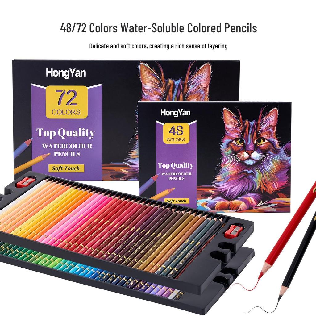 Набор водорастворимых цветных карандашей: 48-72 цвета для профессионального дудлинга и ручной росписи
