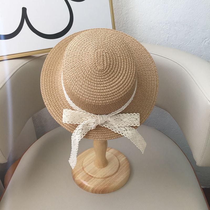 New Little Girls Beach Set 2pcs - Straw Sun Hat & Shoulder Bag, Handwoven Princess Summer Accessories with Bow