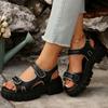 Модные женские сандалии больших размеров однотонные туфли на платформе женские модные сандалии с ремешком сзади и открытым носком женские летние сандалии на толстой подошве Sandalias