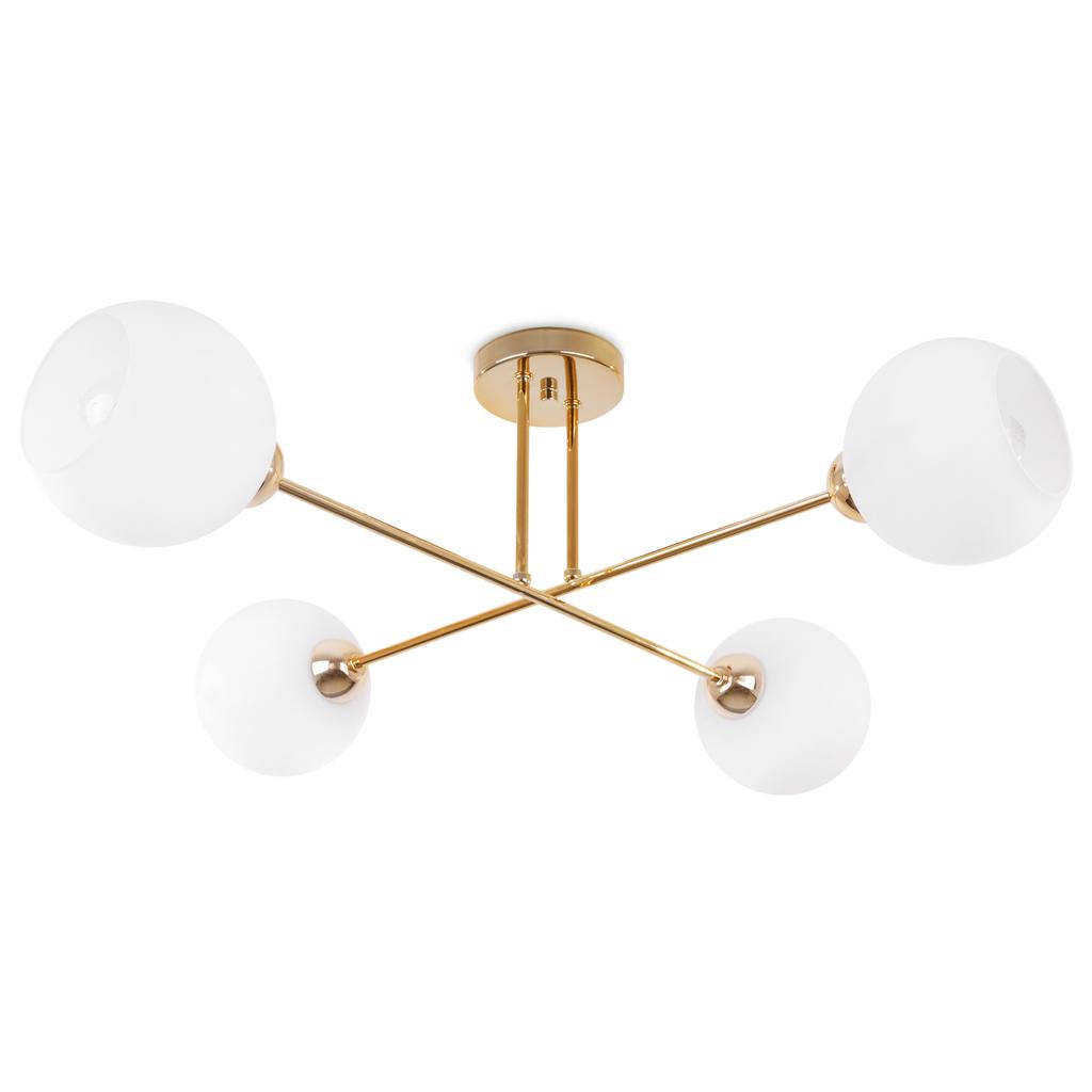 Asturia Gold Ceiling Lamp 4-Flat White Lampshade E27