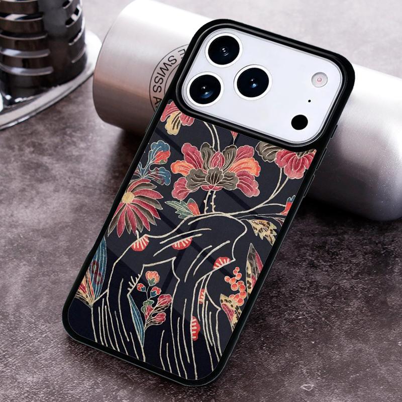 Чехол для телефона с цветочным узором в японском стиле для iPhone 17 16 15 Pro Max Air 14 13 12 11 Plus Ударопрочный чехол