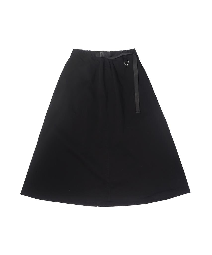 Off Grid Cotton Spandex Belted Long Skirt - Black