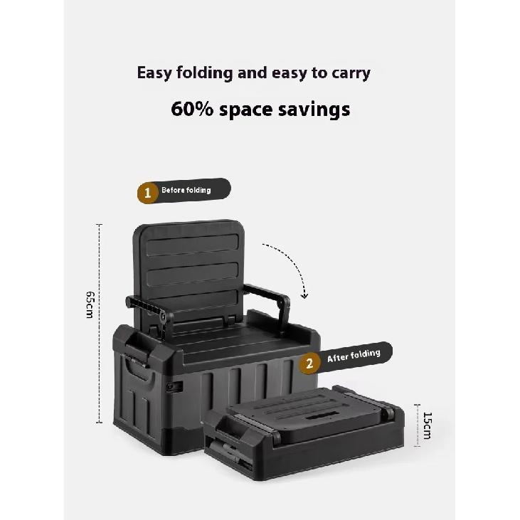 60L Outdoor Storage Box Foldable Storage Box Car Camping Accessories Car Supplies Thickened Storage Box