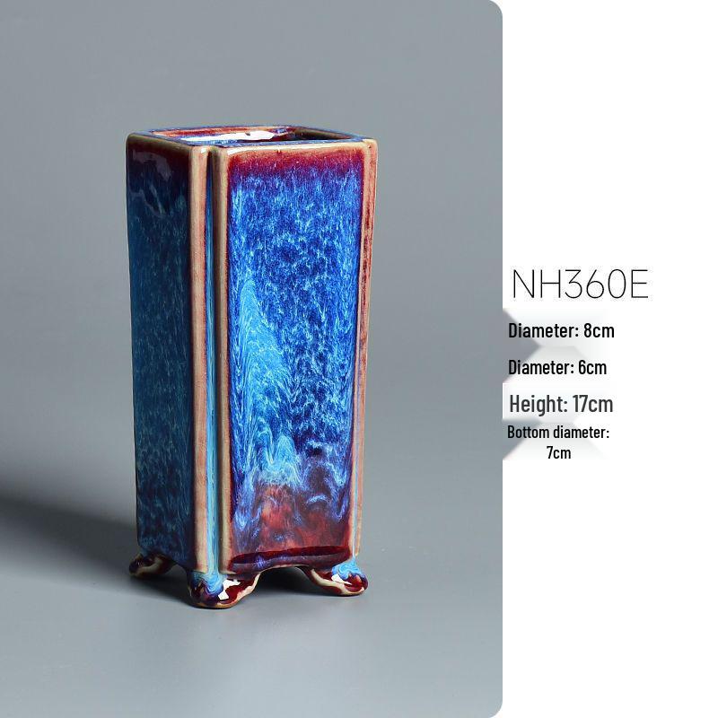 Керамический квадратный цветочный горшок для бонсай - Большой высокий угол, креативный китайский стиль для зеленых растений и орхидей