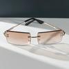 Fashion Rimless Rectangle Sunglasses Women Men Trendy Small Square Lens Sun Glasses Gradient Travel Outdoor Sunglasses
