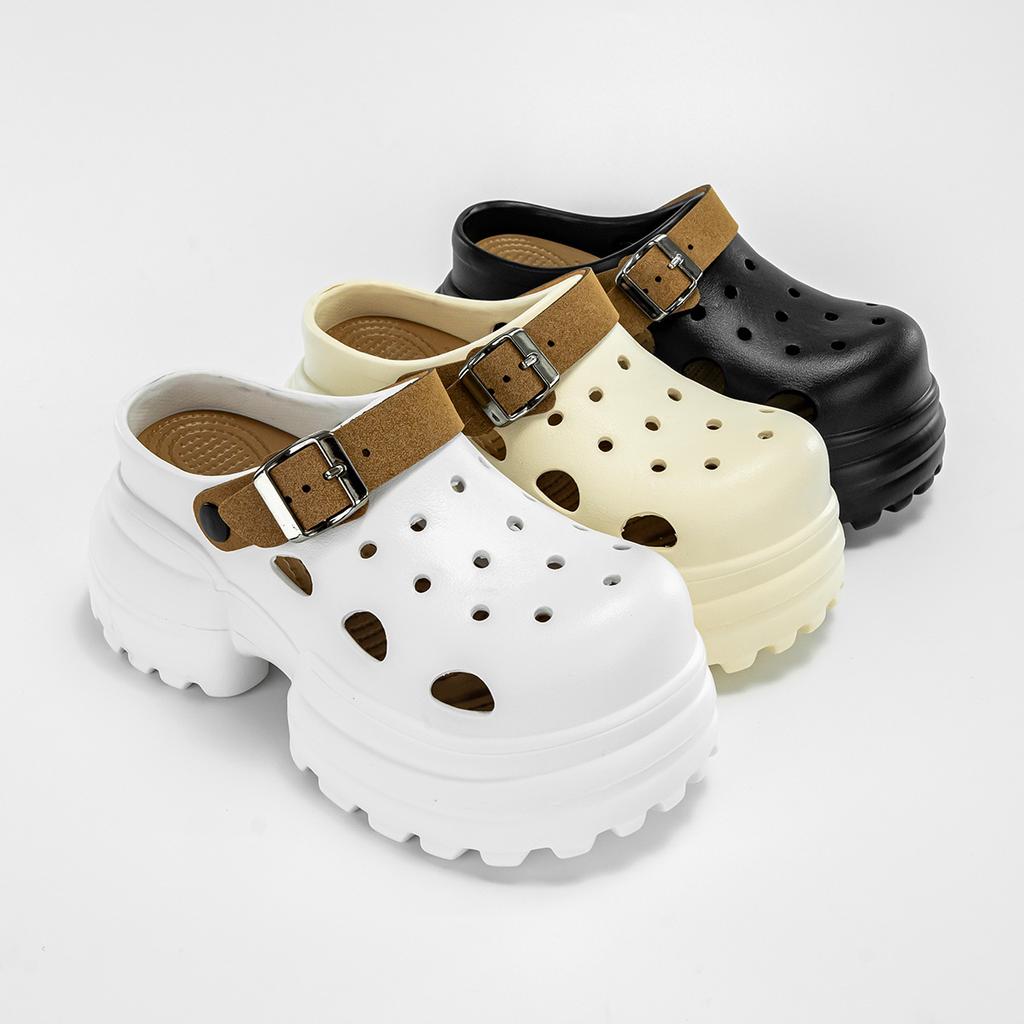 Женские сабо Нескользящие сандалии Тапочки из ЭВА с толстой подошвой Пляжная обувь Комфортная обувь для активного отдыха Увеличивающая рост обувь