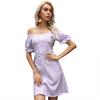 Amazon cross-border foreign trade skirt summer new European and American floral square neck bubble sleeve short-sleeved dress