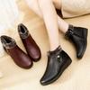 Winter Mother Cotton Shoes Plus Velvet Warm Flat-bottomed Short Boots Leather Shoes Soft-soled Non-slip Middle-aged Women's Shoes