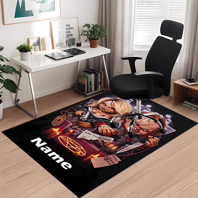Custom Name Halloween horror Printed Carpet, for Office Chair Living Room Bedroom Kitchen Room Decor Gifts.