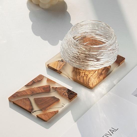 5 Piece Wooden Coasters |  Coasters Handcrafted | Solid Wood | Wooden Coasters