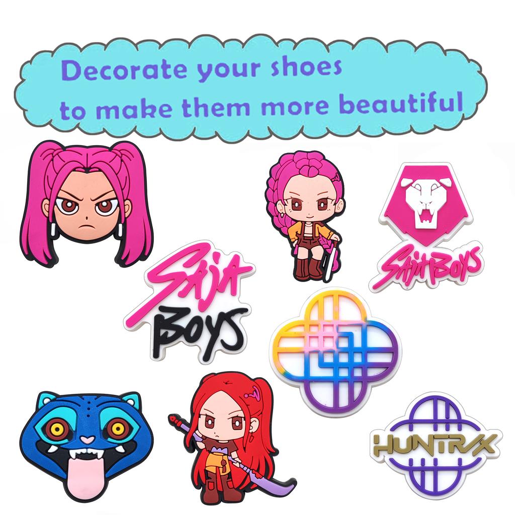 18-100 шт. K-Pop Охотники на демонов Шармы для обуви для кроксов Украшение для обуви с привидениями Премиум качество Популярные аксессуары для обуви Отличный подарок