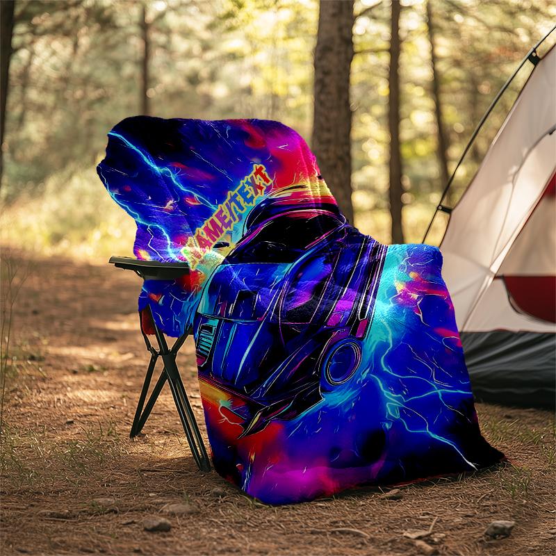 1PC Custom Name "Electric Speed: Neon Rush" outdooor Flannel blankets Throw Blanket All-Season Throw Gift Bedspread for Couch, Bed, Camping Holiday Bi