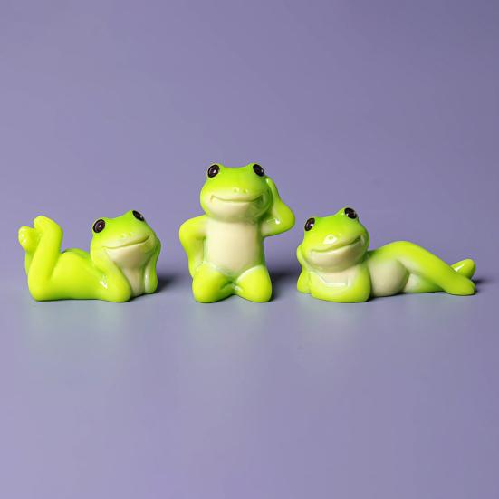 6Pcs Cartoon Frog Figurine Sitting Lying Frog Resin Statue Sculpture Home Office Desktop Car Dashboard Miniature Animal Decoration