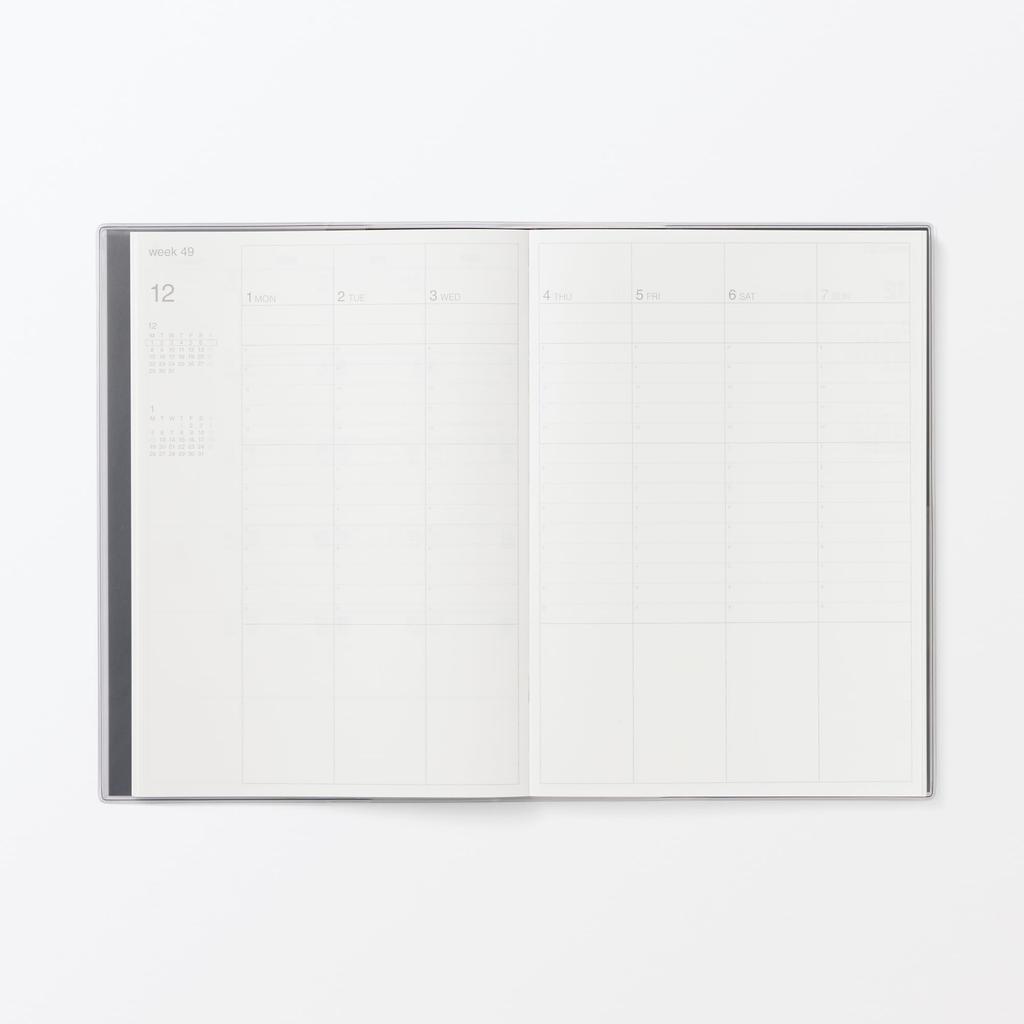 MUJI 2026 A5 Vertical Starting December 84854552 Planner, 2025, Black, Monthly/Weekly,