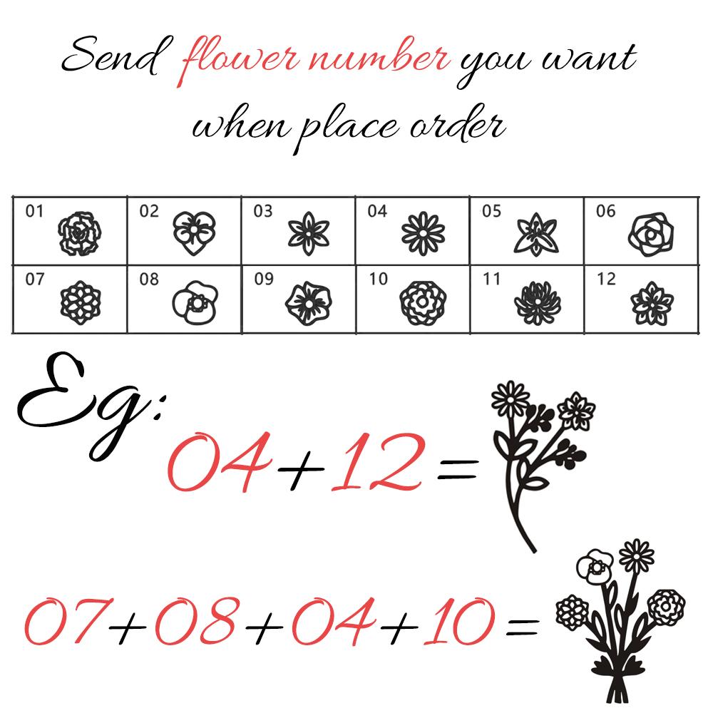 Atoztide Personalized Custom Birth Flower Bouquet Necklace for Women Family Stainless Steel Chain Mothers Day Jewelry Gifts
