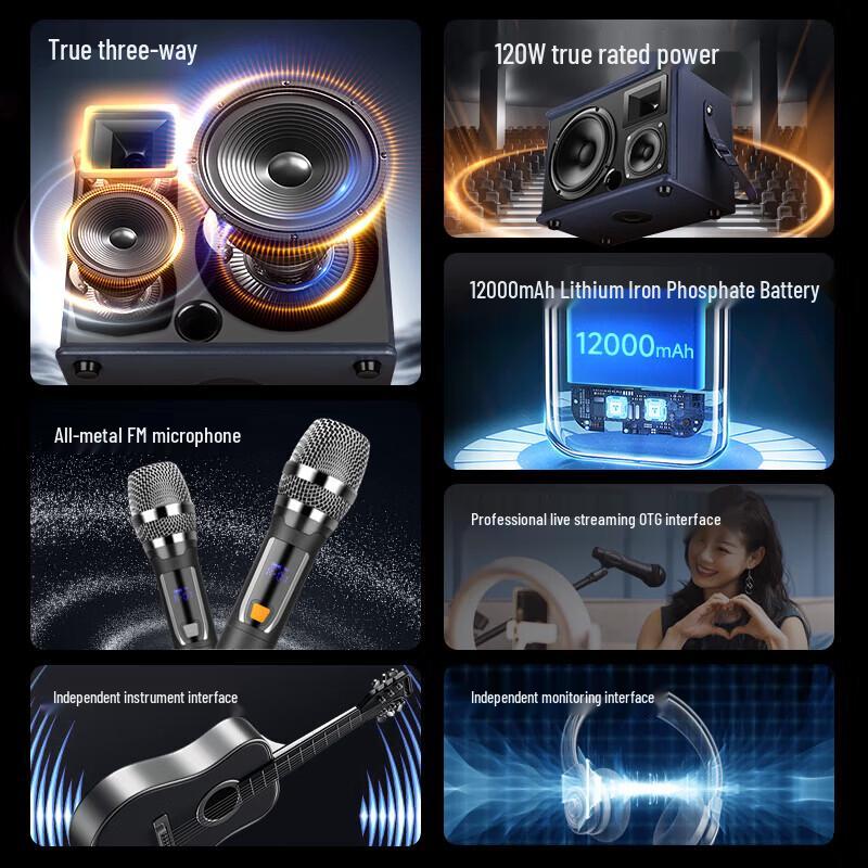 SAST SA-103 Портативная уличная Bluetooth KTV колонка с микрофоном, штекер CN (адаптер в комплекте) (Китайская версия)