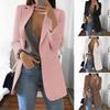 Women Suit Coat Lapel Long Sleeve Open Front Suit Jacket Solid Color Urban Style Spring Autumn Business Outerwear