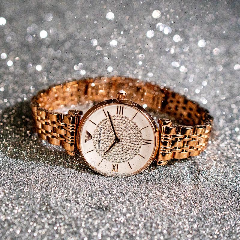 Emporio Armani Starry Sky Series Watch Quartz Movement Steel Bracelet White Dial Women watches AR11244-CLG