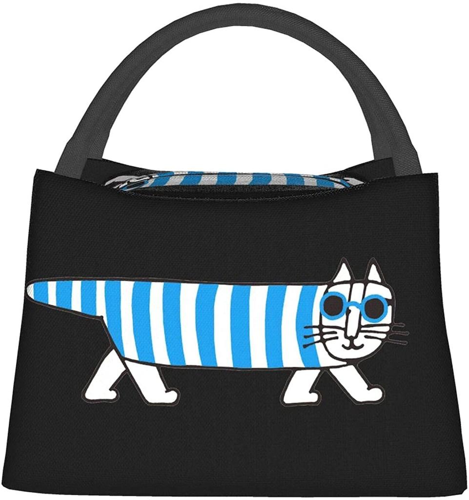 Lisa Larson Insulated Lunch Bag with Bento Cooler Bag with Soft Cooler Bag Clasp, Black, Box, Insulated, Zipper, Compact, Bag, Tote/Eco