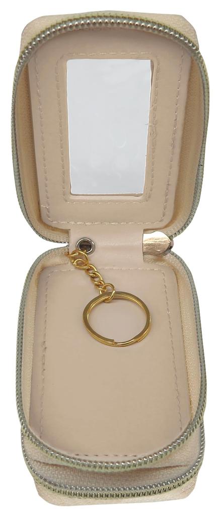 Snoopy Key Case Compatible with Smart Key Double Round Zipper Carabiner Hook Keychain Included Ladies Popular Character SNOOPY Ivory W Zipper