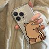 Чехол-держатель для телефона с капибарой и напитком для iPhone 17 Air 16E 16 15 14 11 Pro Max Plus 13 12 Mini 8 7 X Прозрачный противоударный чехол