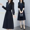 Весеннее и осеннее платье с длинным рукавом, модная женская тонкая юбка с v-образным вырезом на талии и талией