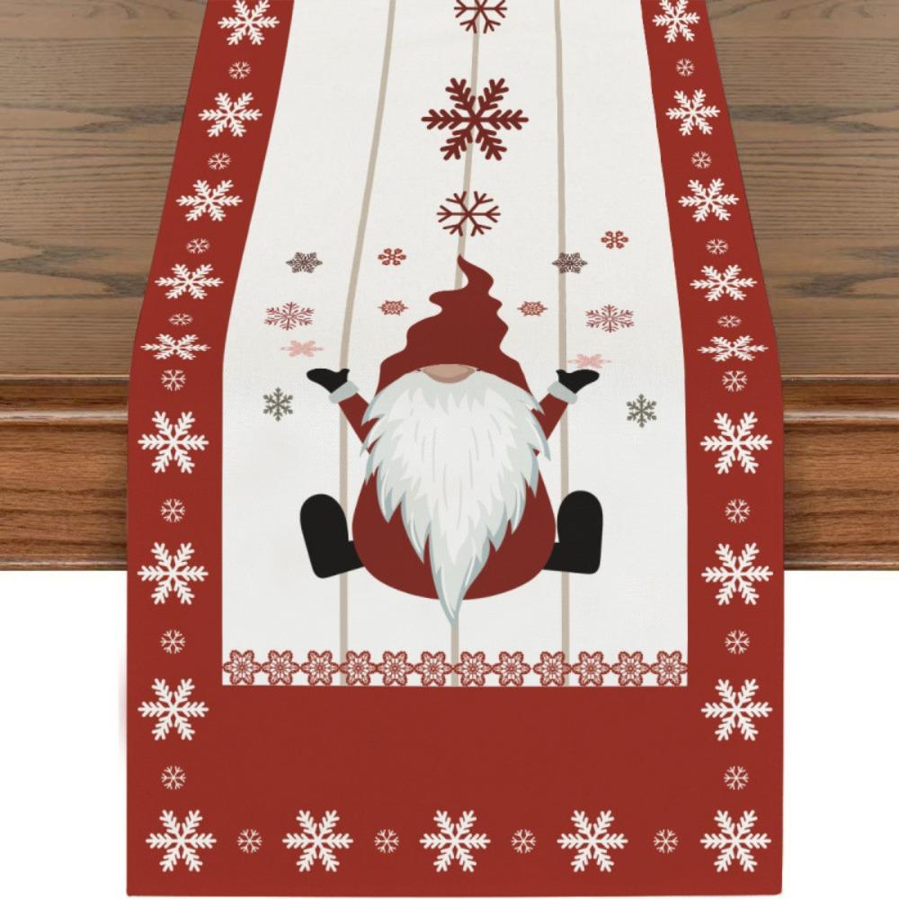 Праздничная скатерть-дорожка Рождественское украшение Принт Льняная настольная салфетка Маленькая накидка на обеденный стол