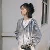 Spring and Autumn Lazy Cardigan Striped Sweatshirt Jacket Women's New Loose Hooded Hong Kong Style Top
