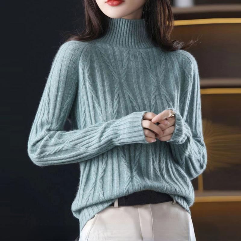 Осень 2022, женский свитер, шерстяной вязаный пуловер, базовые модные топы, футболки, водолазка с длинным рукавом, повседневная фиолетовая