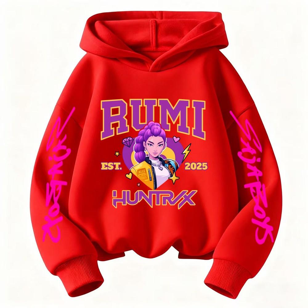2025 K-pop Охотник на демонов Мультяшная девочка Мальчик Толстовка с капюшоном Каваи Детская Корейская волна Повседневный модный топ